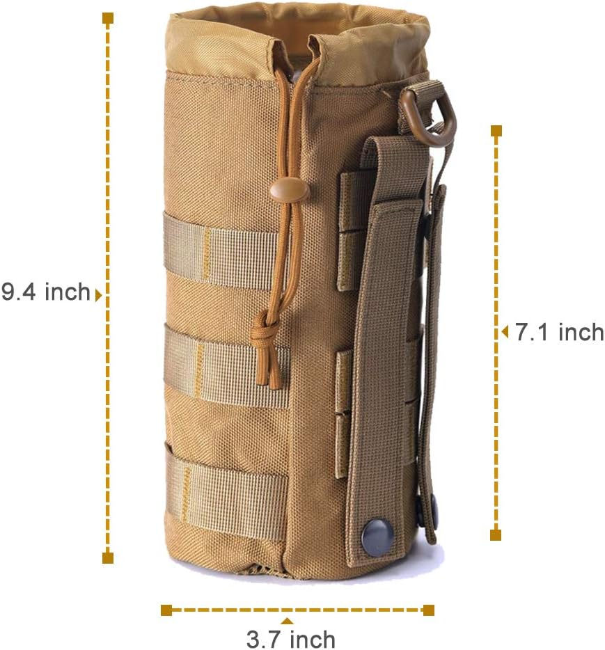 Upgraded Sports Water Bottles Pouch Bag, Tactical Drawstring Molle Water Bottle Holder Tactical Pouches, Travel Mesh Water Bottle Bag Tactical Hydration Carrier
