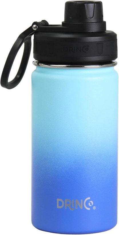 Drinco Stainless Steel Water Bottle Spout Lid Vacuum Insulated Double Wall Water Bottle Wide Mouth (40oz 32oz 22oz 18oz 14oz) Leak Proof Keep Cold Sport Camping Hiking (22 oz, 22oz Black)