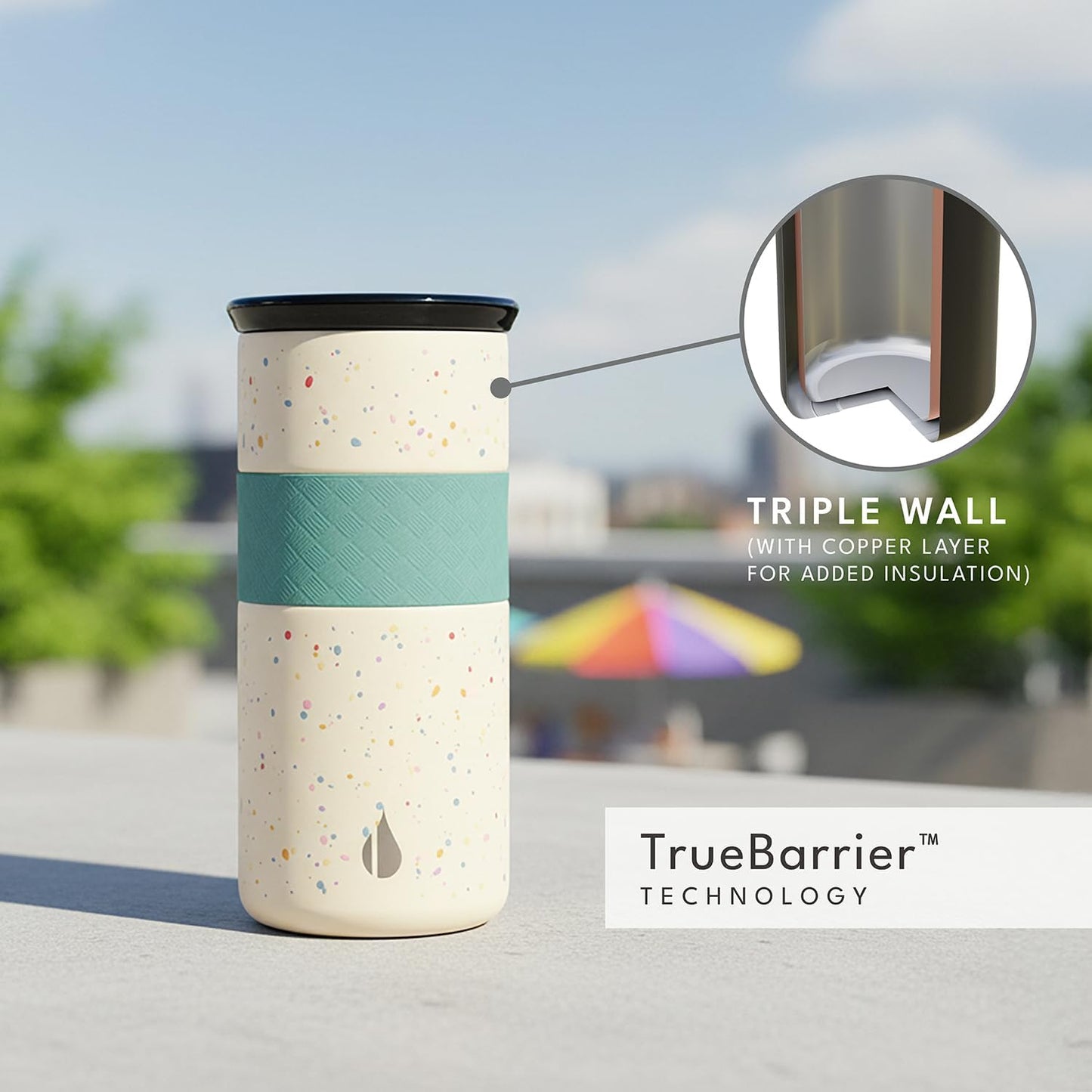 Elemental Artisan Insulated Tumbler, Triple Wall Coffee Travel Mug, Reusable Stainless Steel Coffee Tumbler with Ceramic Lid, Thermal Coffee Cups for Hot (6 Hrs) & Cold (18 Hrs), 16oz - Forest Green