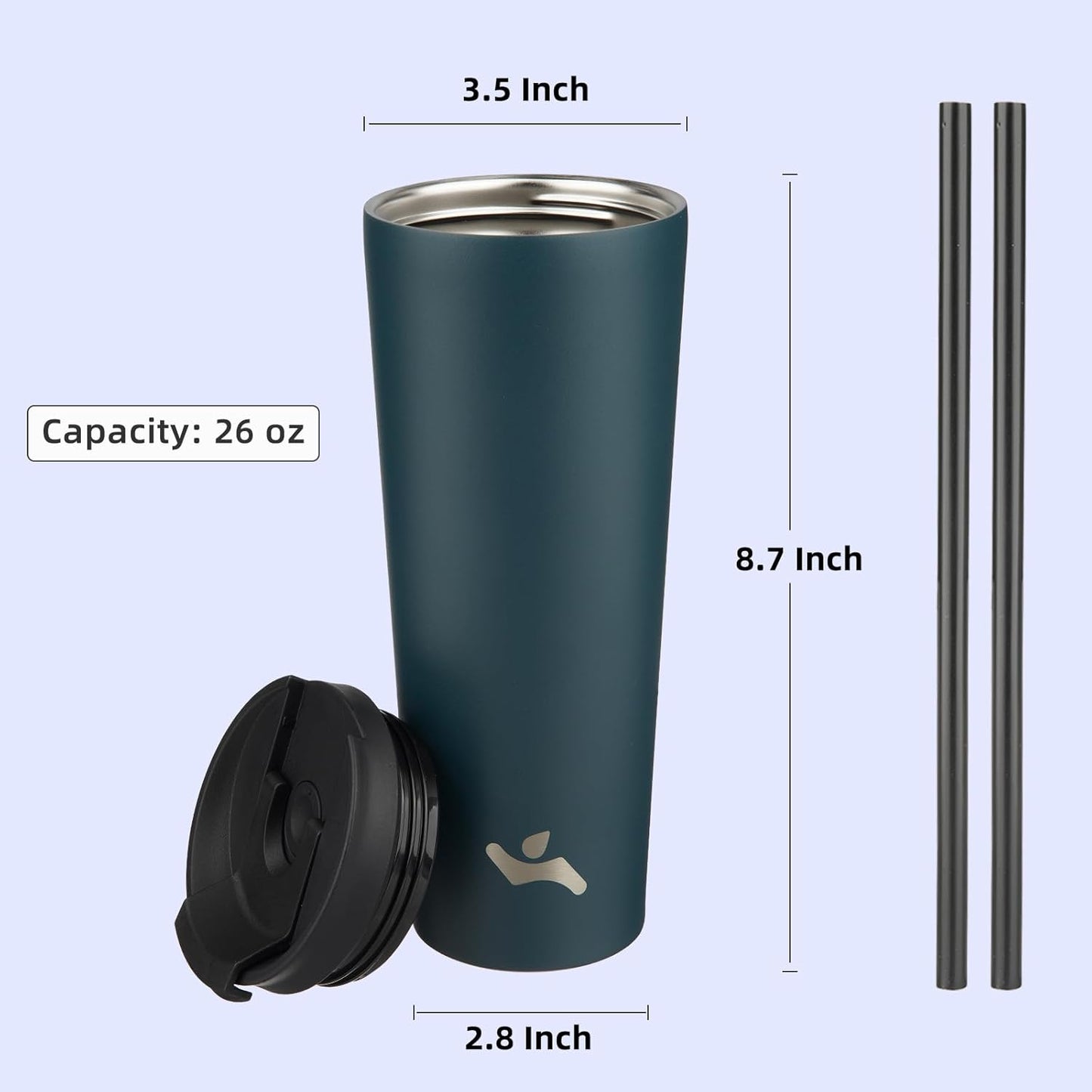 Konokyo 30 OZ Insulated Tumbler with Lid and 2 Straws Stainless Steel Water Bottle Vacuum Travel Mug Coffee Cup,Pastel Sunset