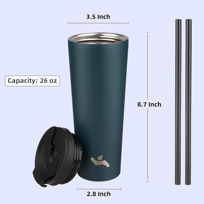 Konokyo 30 OZ Insulated Tumbler with Lid and 2 Straws Stainless Steel Water Bottle Vacuum Travel Mug Coffee Cup,Pastel Sunset