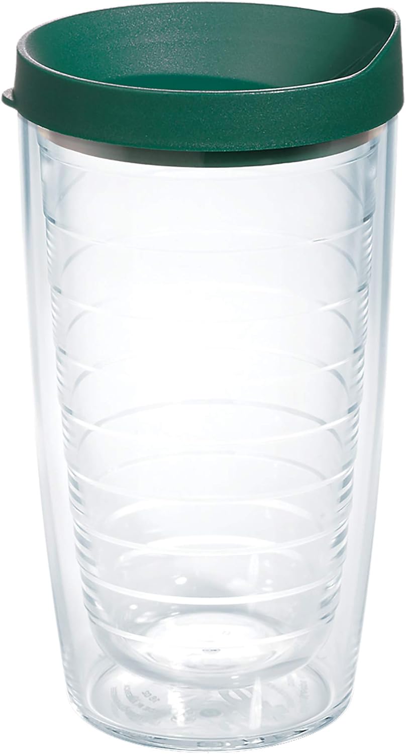 Tervis Clear & Colorful Lidded Made in USA Double Walled Insulated Tumbler Travel Cup Keeps Drinks Cold & Hot, 24oz, Black Lid, 1 Count (Pack of 1)
