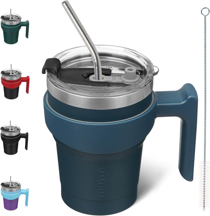 BJPKPK Tumbler With Handle And Straw Lid 40 oz Stainless Steel Insulated Coffee Tumbler Cups For Home, Office or Car,Turquoise