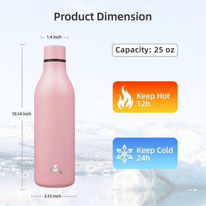 Konokyo Insulated Water Bottle with Strap,18 oz Double Wall Stainless Steel Vacuum Bottles Metal Water Flask,Macaron Green - Colors B