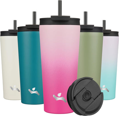 Konokyo 30 OZ Insulated Tumbler with Lid and 2 Straws Stainless Steel Water Bottle Vacuum Travel Mug Coffee Cup,Pastel Sunset