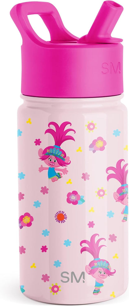 Simple Modern Disney Minnie Mouse Kids Water Bottle with Straw Lid | 14oz Insulated Stainless Steel Kids Tumbler & Spill Proof Toddler Cup for School, Girls, Boys | Summit | Minnie Mouse Fun - Colors A