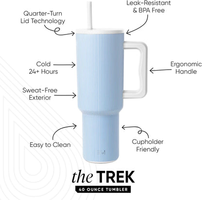 Simple Modern 40 oz Trek Tumbler with Handle and Straw Lid | Cup Holder Friendly Insulated Stainless Steel Travel Mug | Sea Glass Sage - Colors B