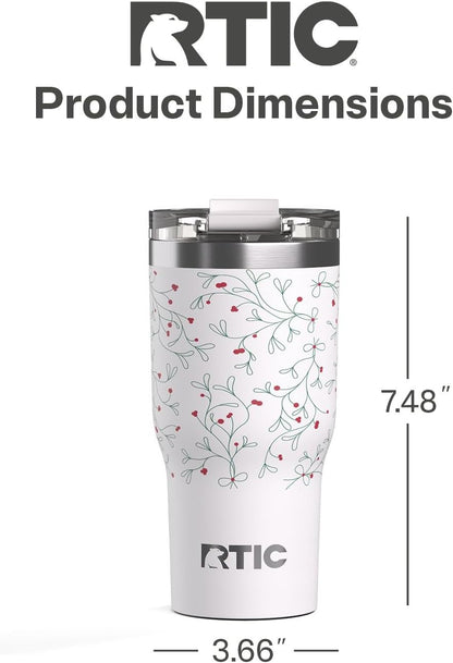 RTIC 20oz Essential Tumbler with Lid, Ceramic Lined, Insulated, Stainless Steel, Metal, Double Wall Vacuum-Insulation, Travel Cup for Iced Coffee, Tea, Hot and Cold Drink, Graphite
