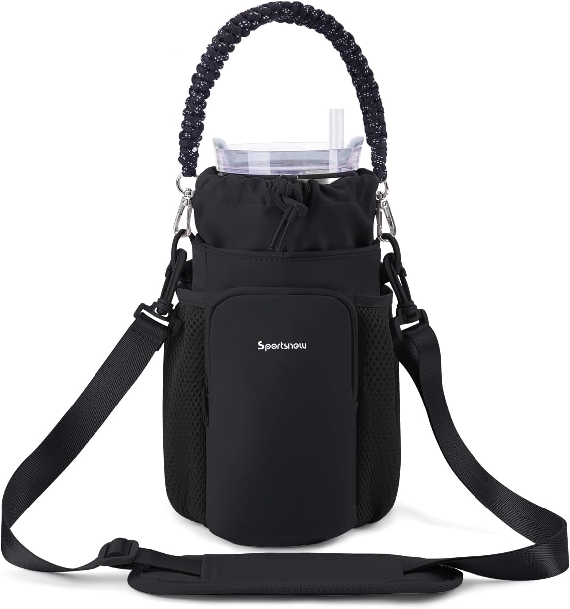 sportsnew Large Water Bottle Bag for 32/40/64oz Cup & Tumbler,Crossbody Insulated Cup Sleeve Bottle Holder Carrier with Strap