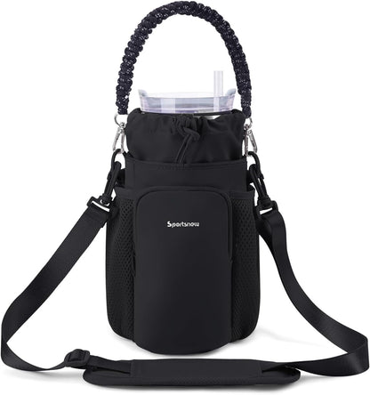 sportsnew Large Water Bottle Bag for 32/40/64oz Cup & Tumbler,Crossbody Insulated Cup Sleeve Bottle Holder Carrier with Strap