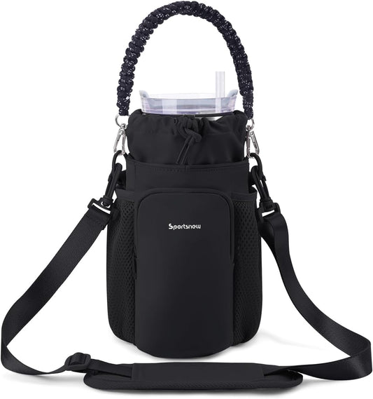 sportsnew Large Water Bottle Bag for 32/40/64oz Cup & Tumbler,Crossbody Insulated Cup Sleeve Bottle Holder Carrier with Strap