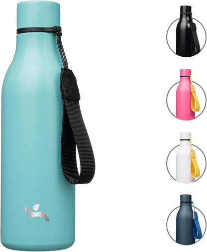 Konokyo Insulated Water Bottle with Strap,18 oz Double Wall Stainless Steel Vacuum Bottles Metal Water Flask,Macaron Green - Colors B