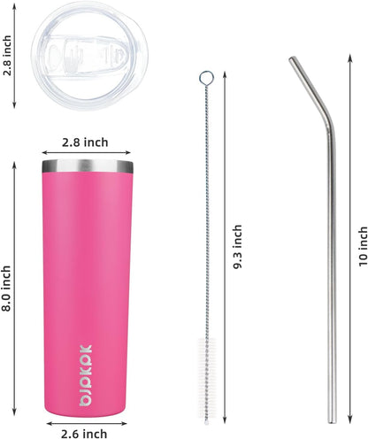 BJPKPK Skinny Tumbler with Lid 20 oz Stainless Steel Vacuum Insulated Double Wall Travel Coffee Water Tumblers Cup,White