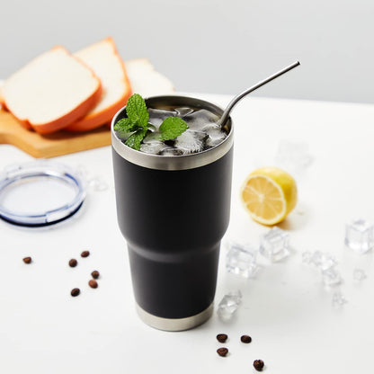 MEWAY 30oz Tumbler Double Wall Vacuum Insulated Travel Mug, Stainless Steel Tumbler with Lid, Durable Powder Coated Insulated Coffee Cup for Cold & Hot Drinks (Silver,1 PACK)