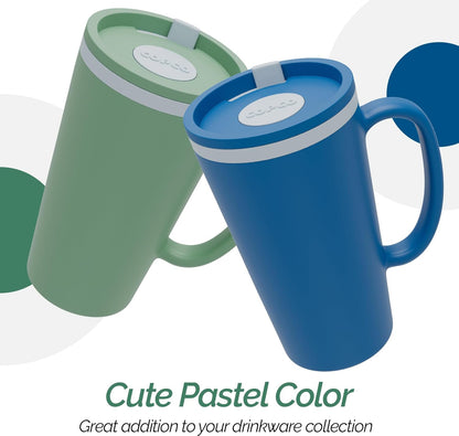 Copco Cone Desk Mug, 16 oz (Set of 2) - Double Wall Insulated Mugs with Handle, Reusable Tumbler Set with Twist-Off Spill Resistant Lid, BPA-Free, Microwave & Dishwasher Safe (Orange/Mustard)