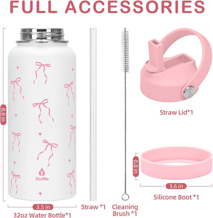 32oz Pickleball Insulated Water Bottle with Lid,Stainless Steel Water Bottl with Flip Straw and Handle,Gifts for Pickleball Players, Pickleball Lovers,Women Girls,Leak Proof Water Bottle