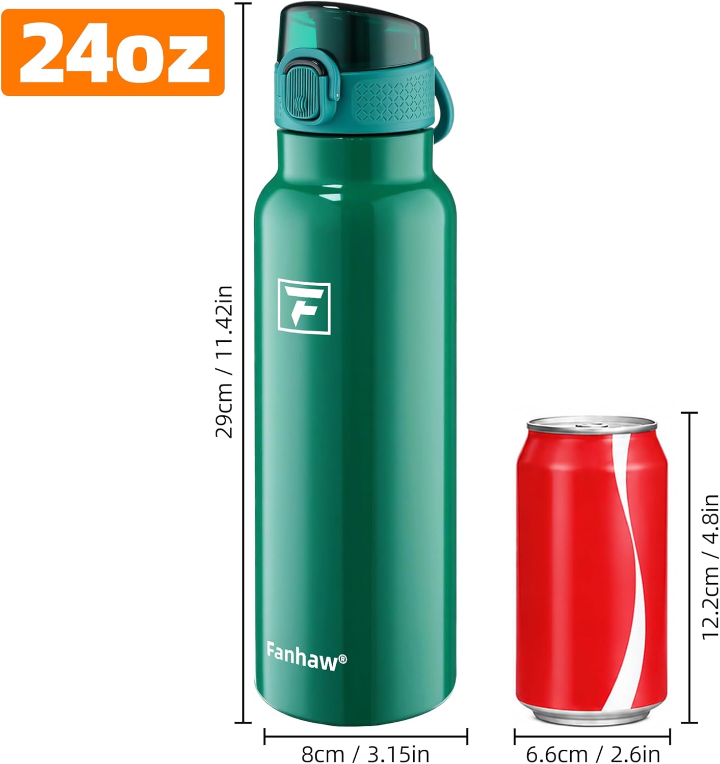 Fanhaw 24 oz Insulated Water Bottle with Soft Silicone Spout Lid, Leakproof Stainless Steel Vacuum Bottle for School, Sports& Daily Use, Kids, Teens& Adults, Back to School Essentials (Pink)