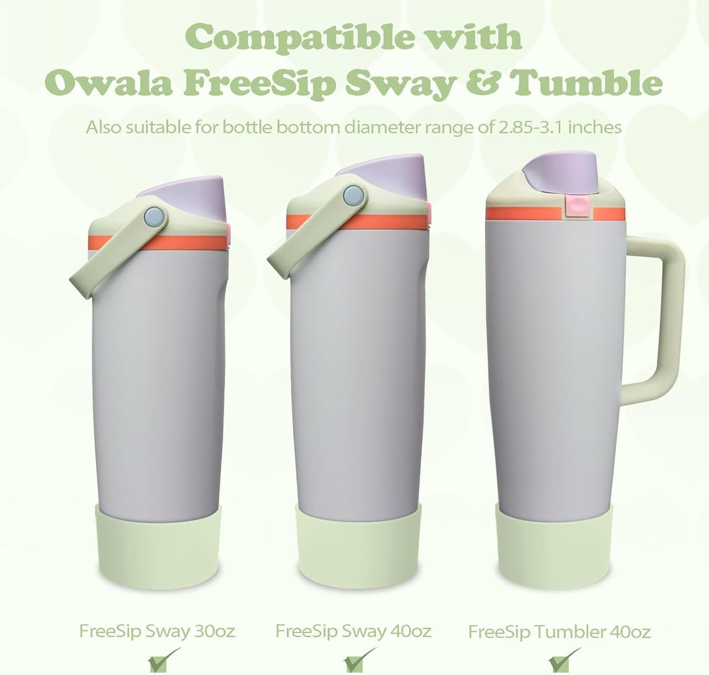 2PCS Silicone Boots for Owala 30oz & 40oz FreeSip Sway Bottles & Tumblers – Non-Slip, Scratch-Resistant, Stability Enhancer for Owala Accessories (Eucalyptus Green) - Colors B
