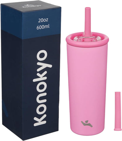 Konokyo 25oz Insulated Tumbler with Lid and Straw, Reusable Iced Coffee Cup with Lid, Travel Coffee Mug, BPA-Free, Leak-Proof and Durable, Oasis