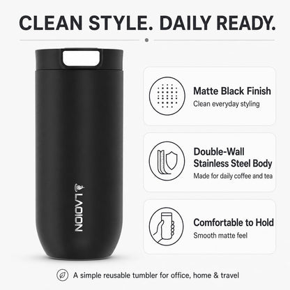 LAOION 17 oz Insulated Coffee Tumbler, Stainless Steel Travel Coffee Mug with Slider Lid, Reusable Iced Coffee Cup for Office, Car, Commute, Gray