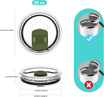 30 oz Tumbler Lid, Replacement Lids Compatible for YETI 30/32 oz Tumbler, 14 oz Mug and 35 oz Straw Mug, 2 Pack Travel Spill Proof Cup Lids Covers with Magnetic Slider Switch, BPA Free