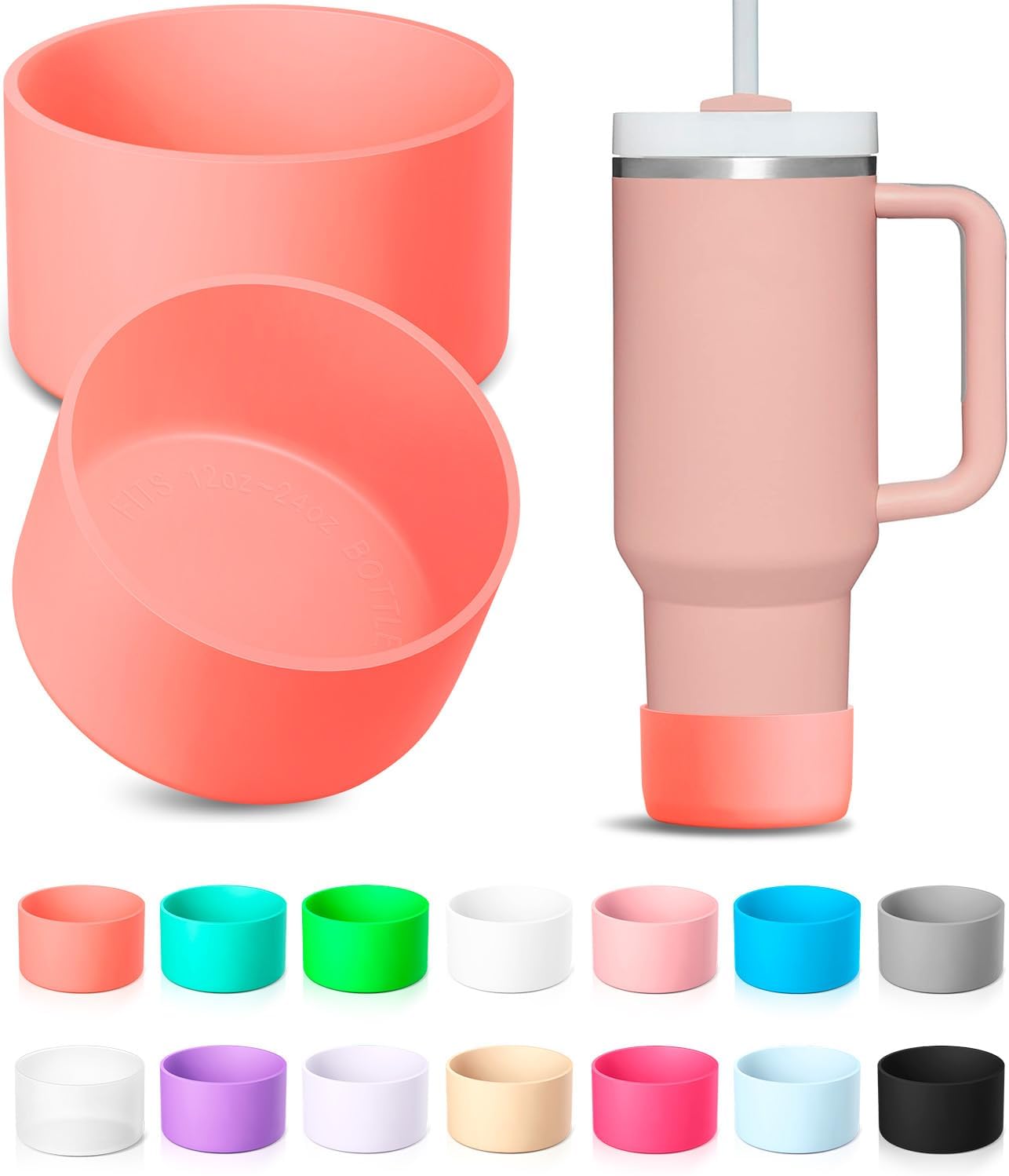 KTKUDY 2Pcs Silicone Boot for Stanley Quencher Tumbler 30 oz 40 oz & IceFlow 20 oz 30 oz & Fit Owala Freesip Water Bottle & Fit Hydro Flask & More - Cup Bottom Accessories Fit Stanley Cup
