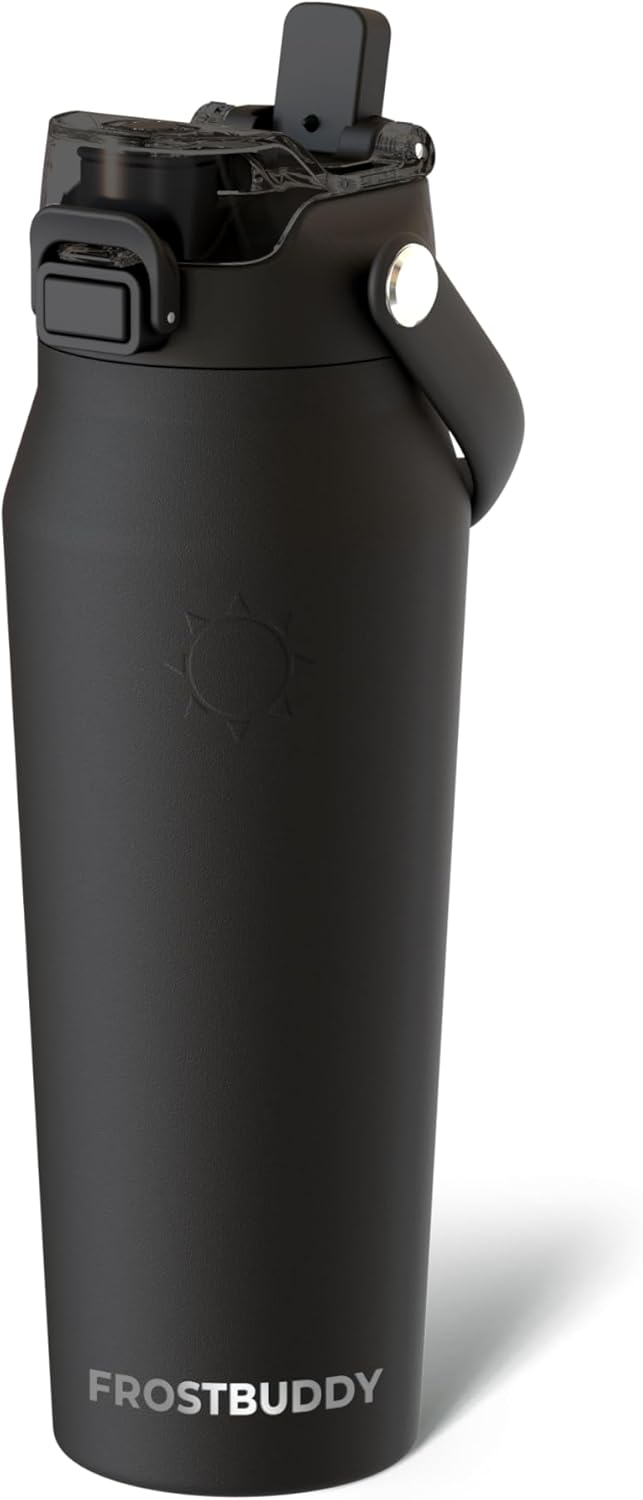 Frost Buddy 24oz Insulated Water Bottle with Straw & Chug Lid | Leak-Proof Stainless Steel | 24-Hours Cold | Sweat-Proof, Cup Holder Friendly | Ideal for Gym, Travel, Sports & Everyday Hydration - Colors B