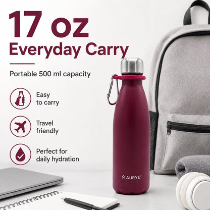 Best in Class Triple-Walled Insulated Stainless Steel Water Bottle, Keeps your Drinks Cold for up to 24 Hours and Hot for up to 12 Hours, Leak Proof, Make a Difference in the World, Black, 17oz