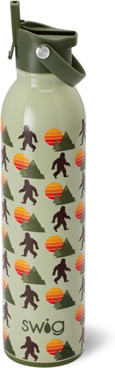 Swig Life 36oz Insulated Water Bottle, Travel Water Bottle with Straw and Lid, Cup Holder Friendly, Stainless Steel (Pickleball)