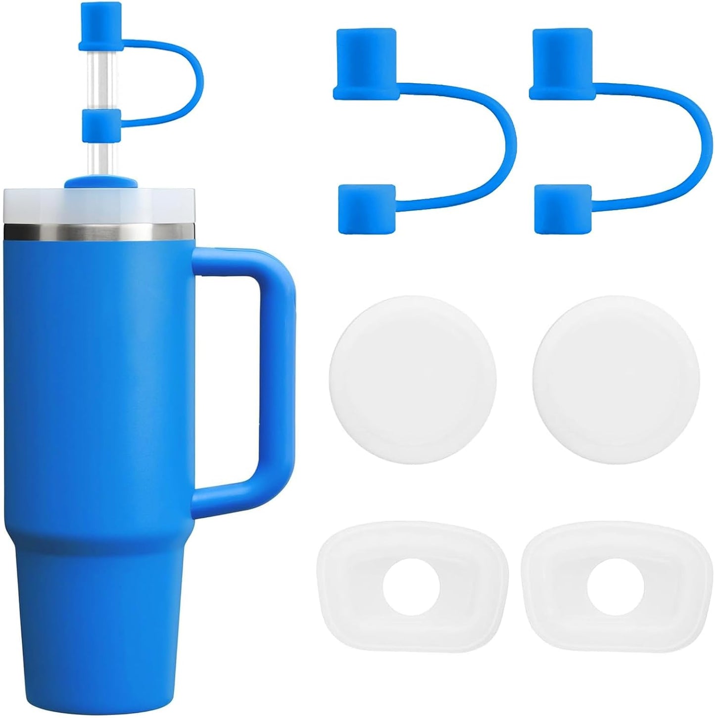 MOLOSLEEVE 21 Colors Straw Toppers Include A Set of Leak-proof Plugs, for Stanley Straw Covers Cap for Stanley Cup 2.0 30oz, 40oz, Silicone, Dust-Proof （Clear）
