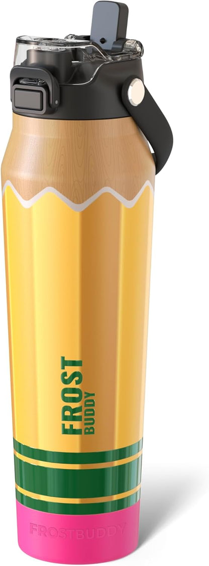 Frost Buddy 24oz Insulated Water Bottle with Straw & Chug Lid | Leak-Proof Stainless Steel | 24-Hours Cold | Sweat-Proof, Cup Holder Friendly | Ideal for Gym, Travel, Sports & Everyday Hydration - Colors B