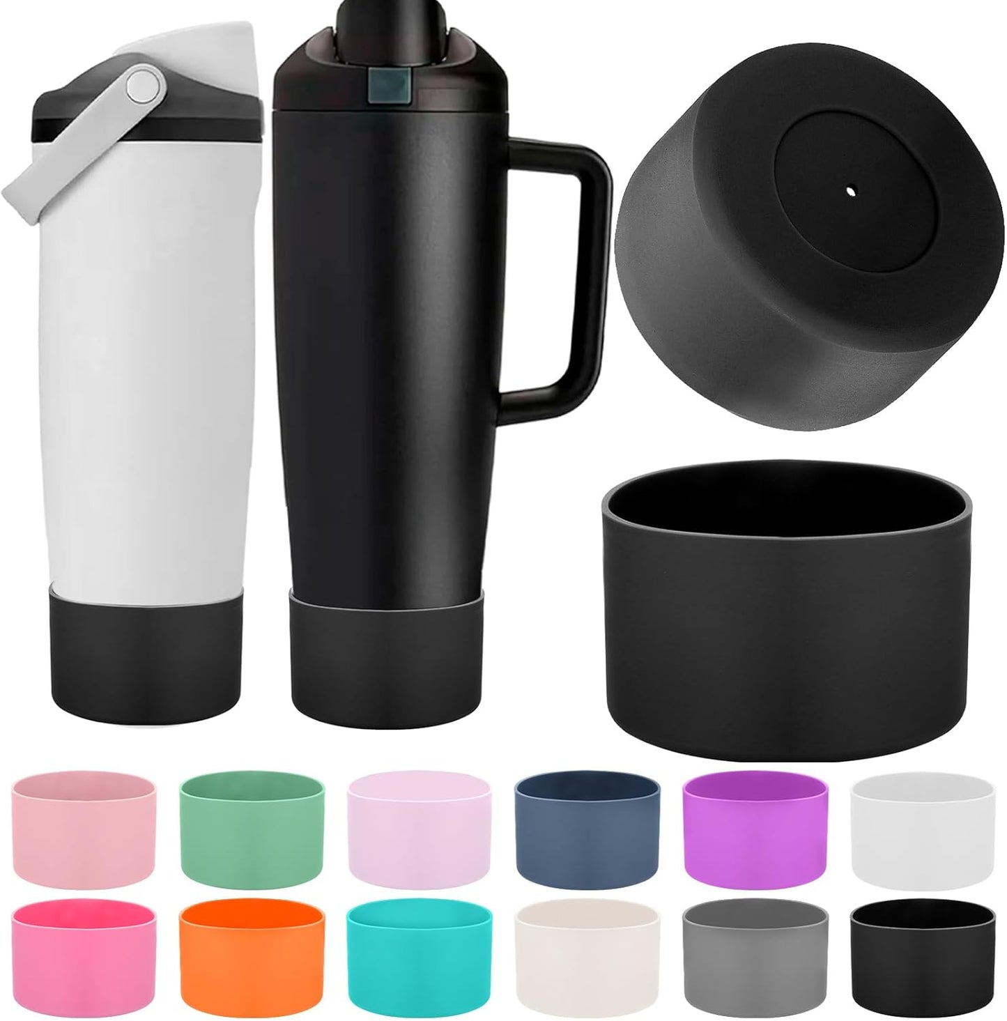 Mity rain 2PCS Protective Silicone Boots for Owala 30oz & 40oz FreeSip Sway Bottles & Tumblers - Accessories for owala, Enhances Stability & Prevents Scratches(Black Cherry)