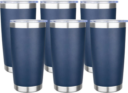 20oz Tumbler with Lid Stainless Steel Insulated Tumblers Travel Coffee Tumbler Bulk Double Wall Vacuum Insulated Water Cup Gifts for Christmas Women Men Her Him Home Office(Navy Blue, 1pack)