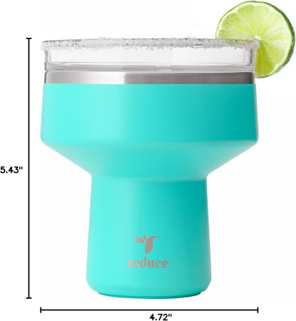 REDUCE Saltini 16 oz Cocktail Tumbler - Insulated Margarita Tumbler with Lid - Keeps Drinks Cold for 10 Hours - 360 Sippable Martini Glass Alternative - Shatterproof, Perfect for Parties - Cloud Blue