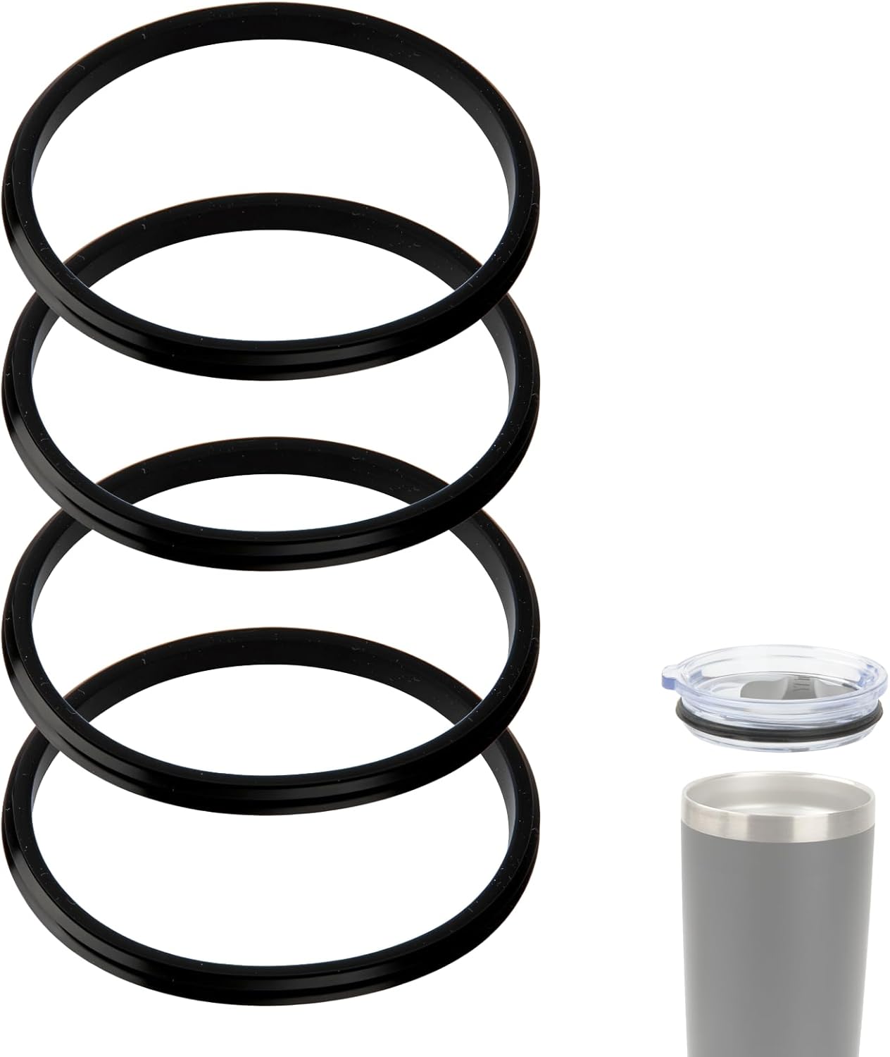 Replacement for Yeti Rubber Seal O-Ring Gasket, Leak-Proof Compatible with Yeti 20 oz Tumbler Lid, 10 oz Lowball and Mug, and 25 oz Straw Mug, 4 Pack Food-Grade Silicone
