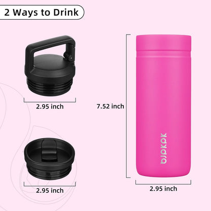 BJPKPK Insulated Water Bottle with 2 Lids,20 oz Double Wall Stainless Steel Vacuum Tumbler Travel Coffee Mug,Wide Mouth Thermal Cup,Haze Blue