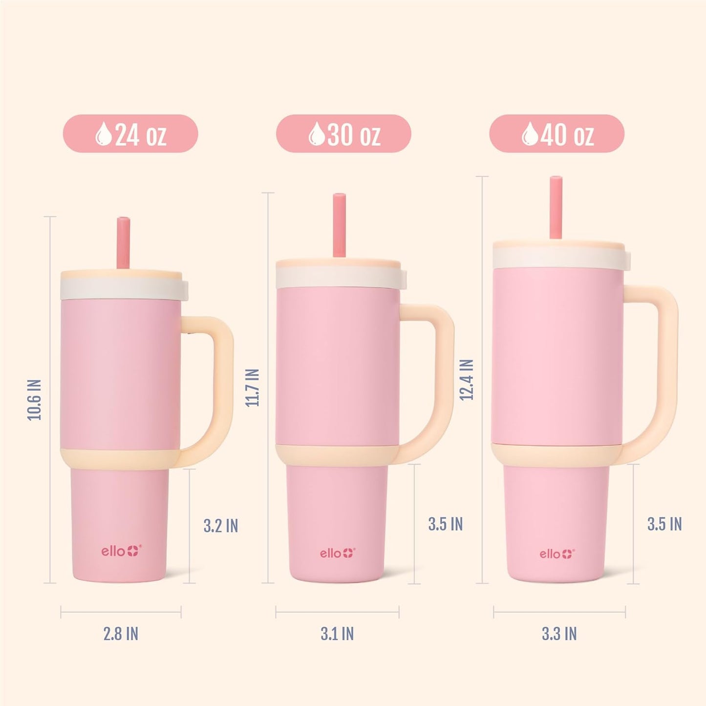 Ello Oasis 40 oz Tumbler with Handle & Retracting Straw | Reusable Insulated Stainless Steel Cup 100% Leakproof, Gifts for Teens Women Men | Keeps cold for 24 Hours, Cup Holder Friendly, Daisies