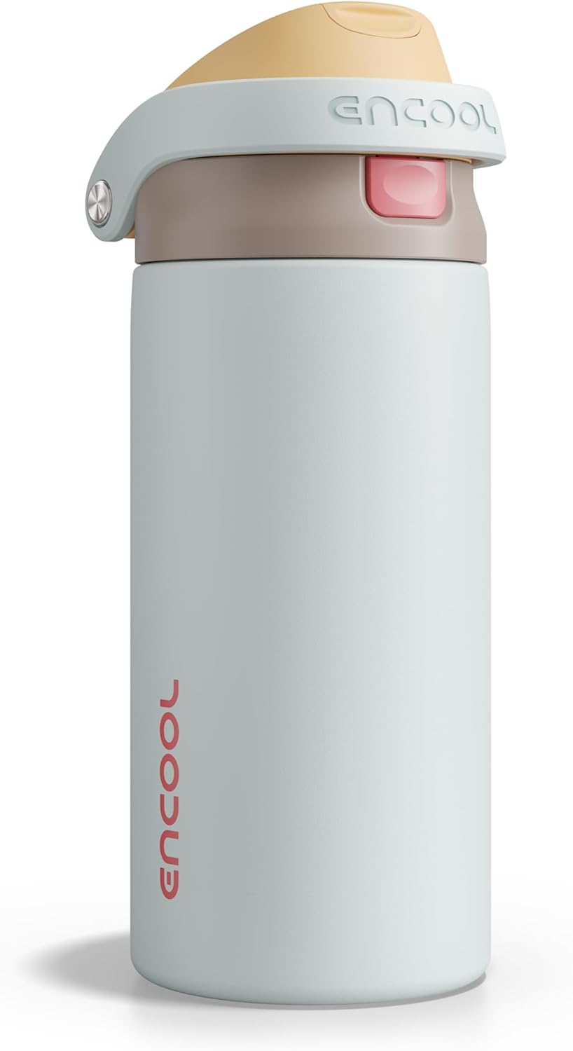 ENCOOL Leakproof Insulated Water Bottle with Straw Dual-Sip Water Bottle Bag-Safe Design for Work, Commute & Gym – Keeps Drinks Cold All Day, 24 oz, Lemonade Pink - Colors A