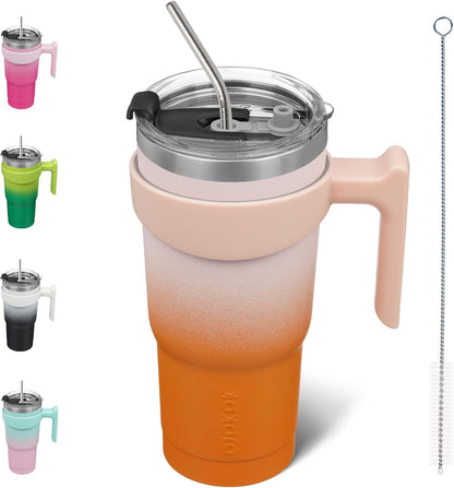 BJPKPK Tumbler With Handle And Straw Lid 40 oz Stainless Steel Insulated Coffee Tumbler Cups For Home, Office or Car,Turquoise