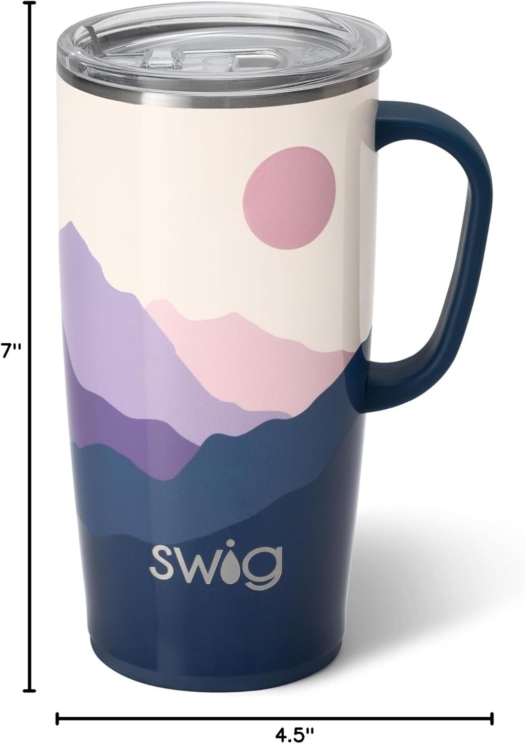 Swig Life 18oz Travel Mug, Insulated Tumbler with Handle and Lid, Cup Holder Friendly, Dishwasher Safe, Stainless Steel, Travel Coffee Cup (Honey Meadow)