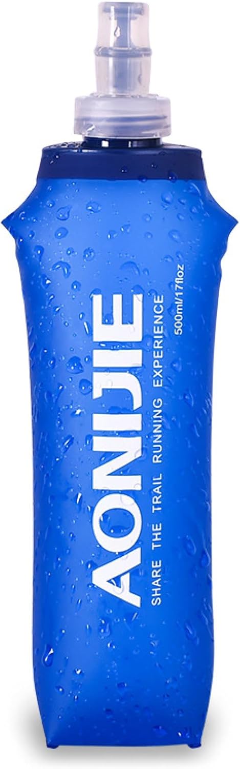 TRIWONDER Handheld Water Bottle for Running, Quick Grip Chill 17 oz Handheld Soft Water Bottle with Hand Strap Hydration Pack, BPA Sport Soft Flask (Blue)