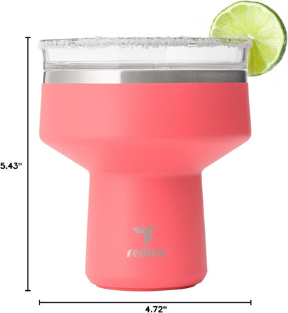 REDUCE Saltini 16 oz Cocktail Tumbler - Insulated Margarita Tumbler with Lid - Keeps Drinks Cold for 10 Hours - 360 Sippable Martini Glass Alternative - Shatterproof, Perfect for Parties - Cloud Blue
