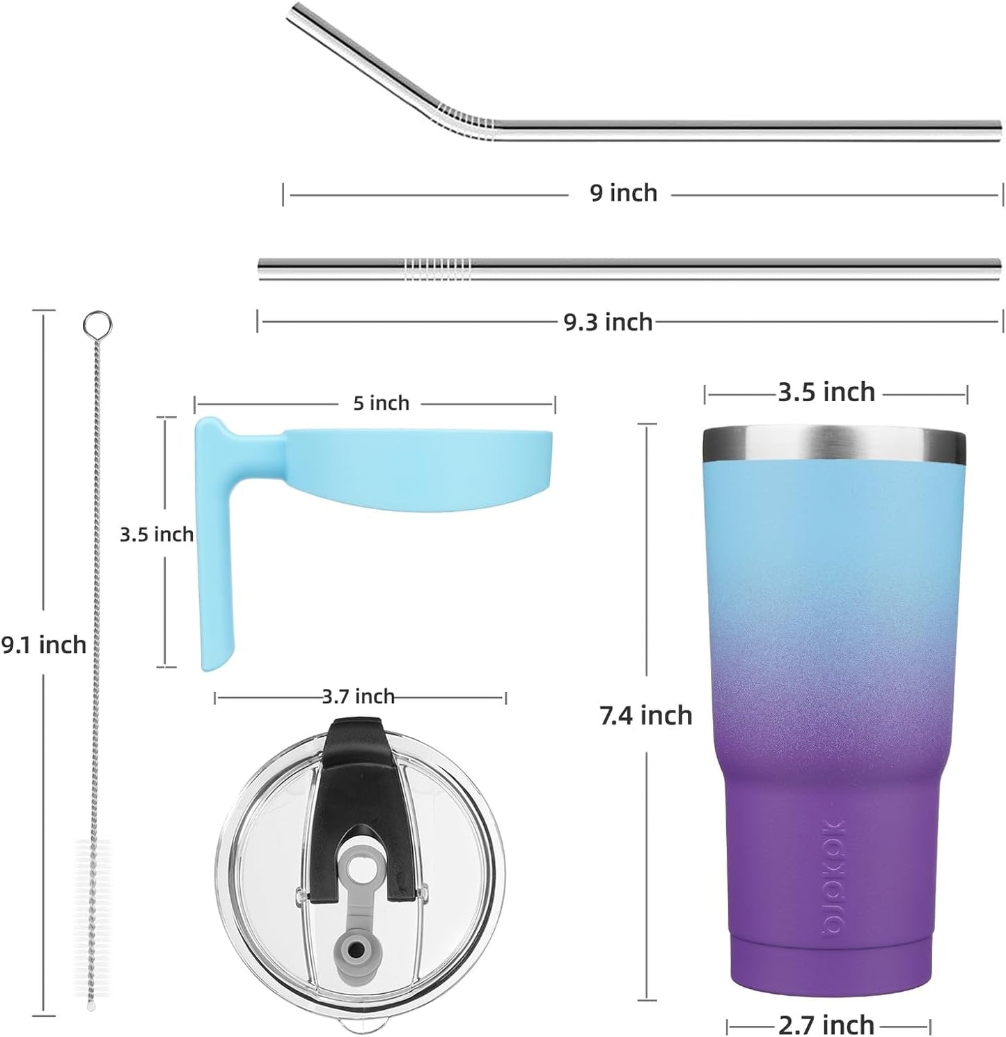 BJPKPK Tumbler With Handle And Straw Lid 40 oz Stainless Steel Insulated Coffee Tumbler Cups For Home, Office or Car,Turquoise