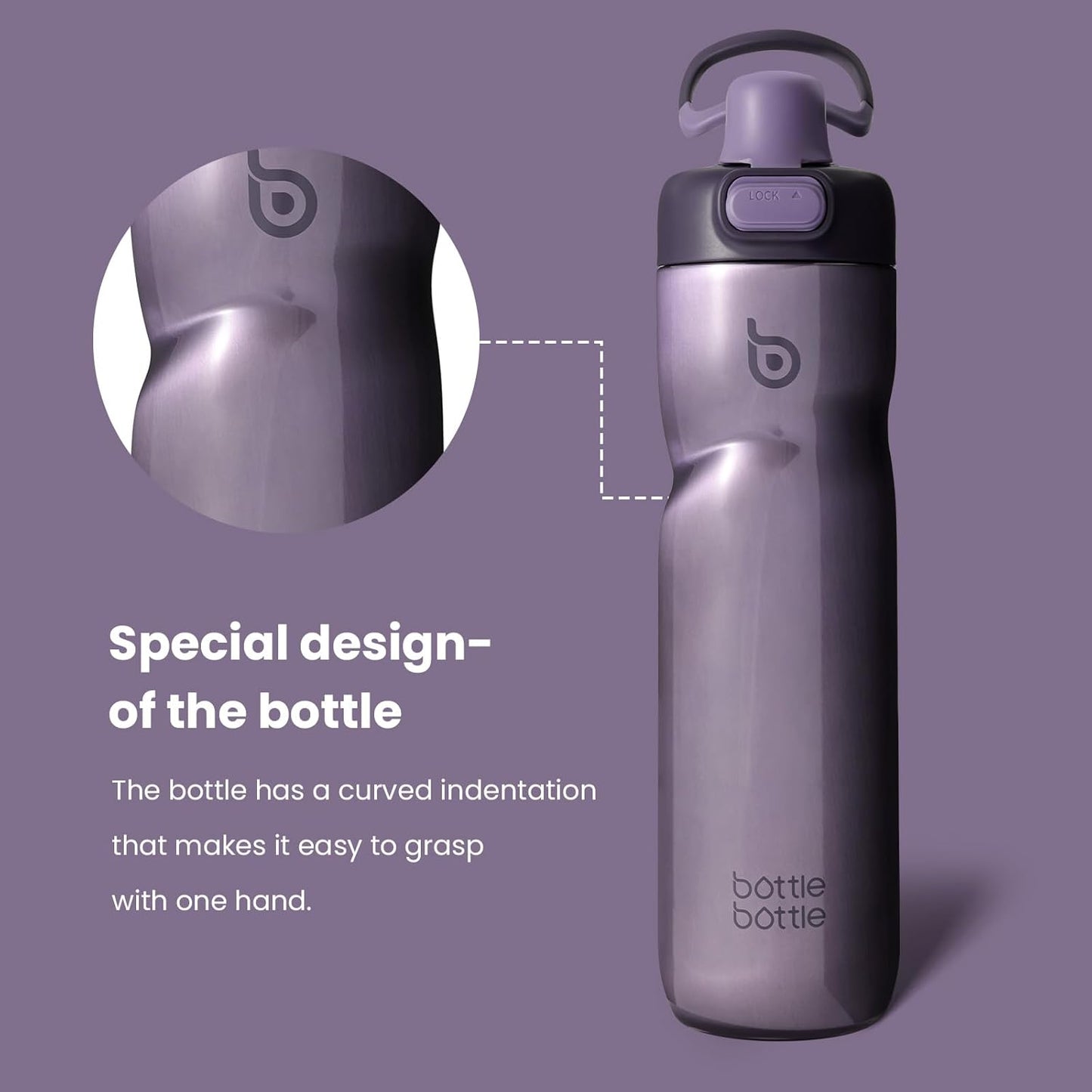 BOTTLE BOTTLE Insulated Water Bottle 24 oz with Handle and Flip Tops Lids Stainless Steel Water Bottle Push Button Lid Leak proof Portable for Running Travel Sports Hiking blue