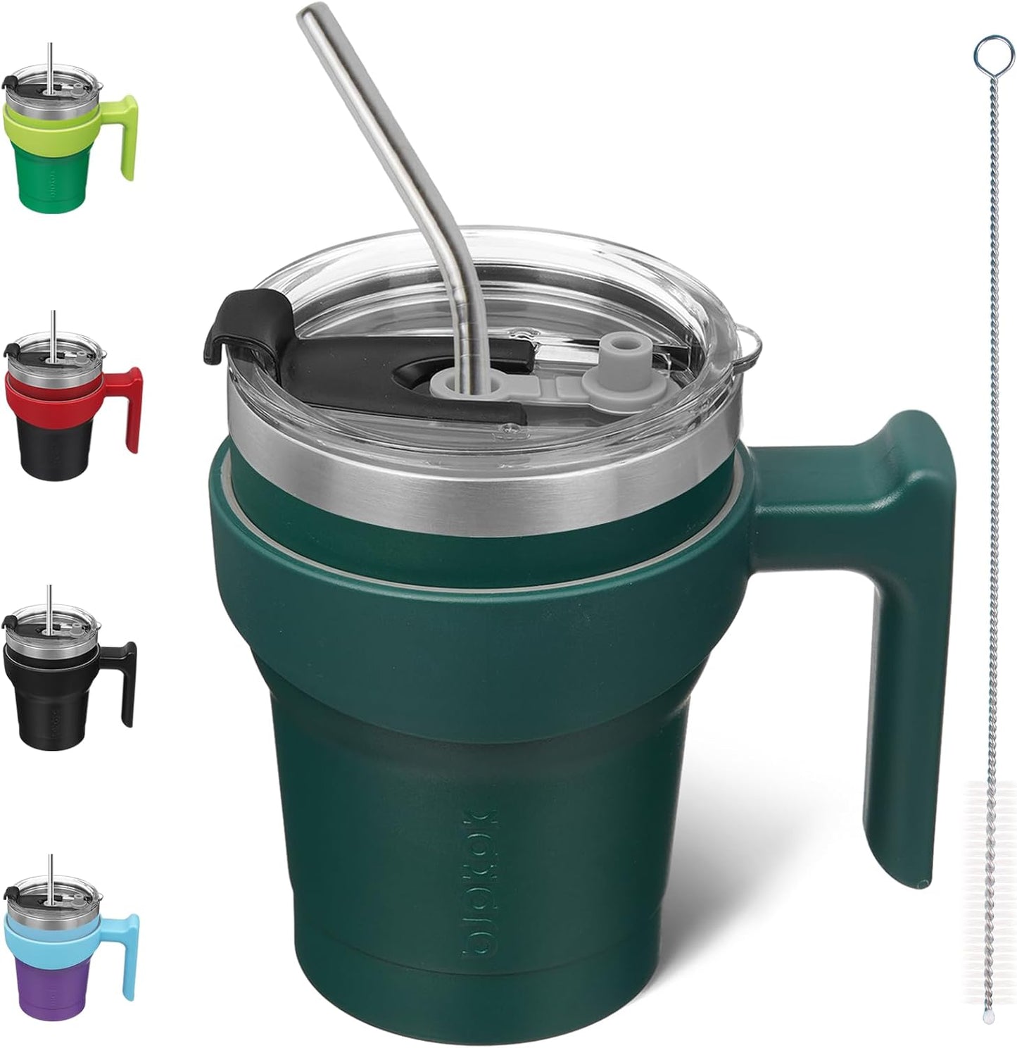 BJPKPK Tumbler With Handle And Straw Lid 40 oz Stainless Steel Insulated Coffee Tumbler Cups For Home, Office or Car,Turquoise