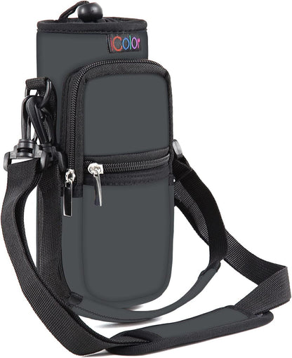 icolor Water Bottle Carrier Bag with Strap 25/32/40 oz Crossbody Bottle Holder with Phone Pocket Sling Sleeve Insulated Neoprene Water Bottle Pouch for Walking Travelling