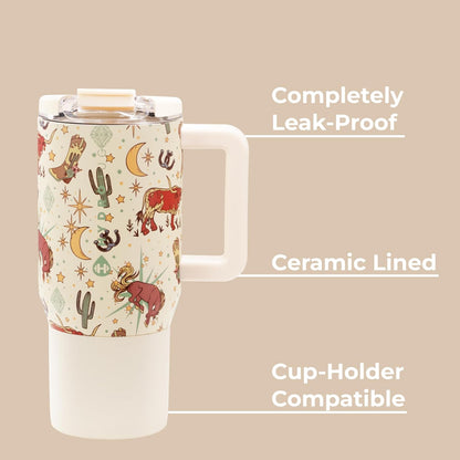 HydroJug Coffee Traveler 20 oz - Leak-Resistant, Ceramic-Lined Insulated Travel Coffee Mug for Hot or Cold Drinks with Flip Lid & Handle, Dishwasher Safe Coffee Tumbler, Cascade