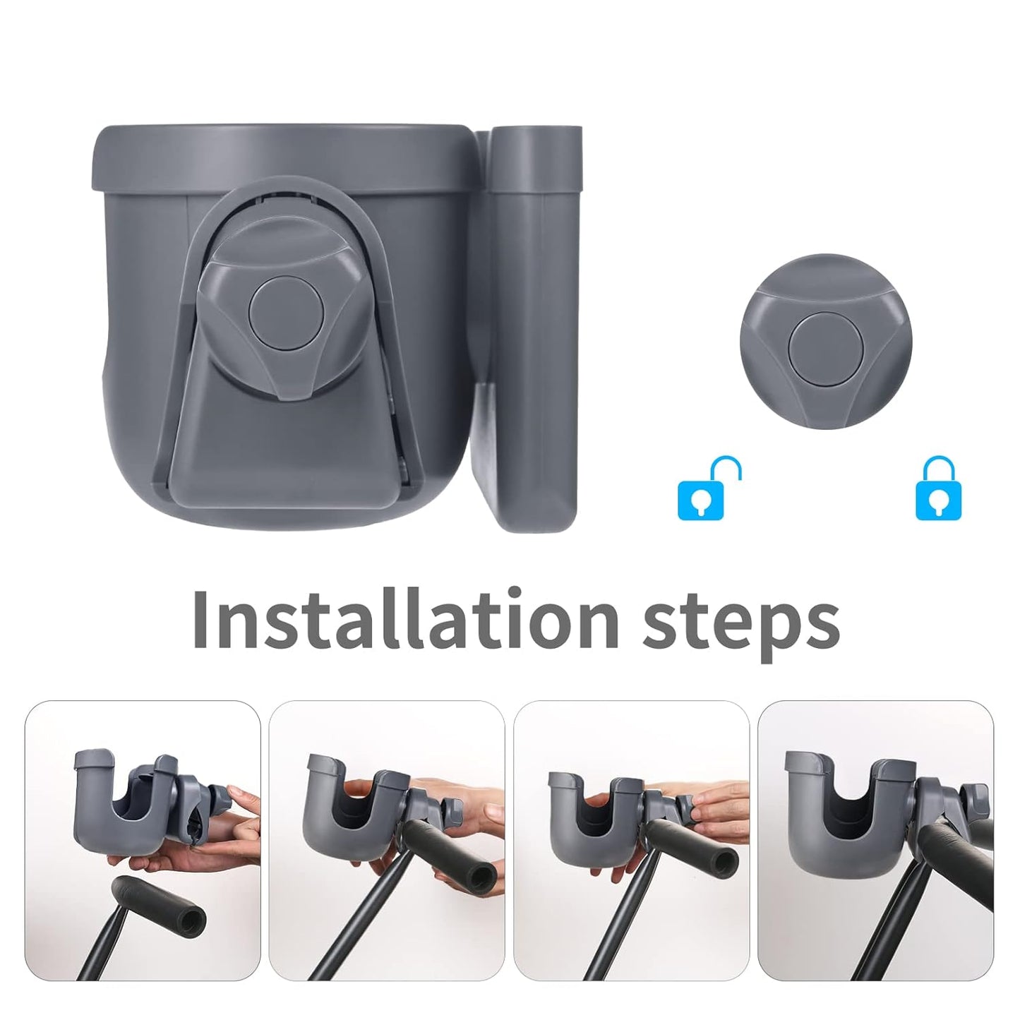 Suranew Universal Stroller Cup Holder, Adjustable Drink Holder with Phone Holder for Baby Stroller, Wheelchair, Walker, Bike, Scooter, Gifts for Family Member.