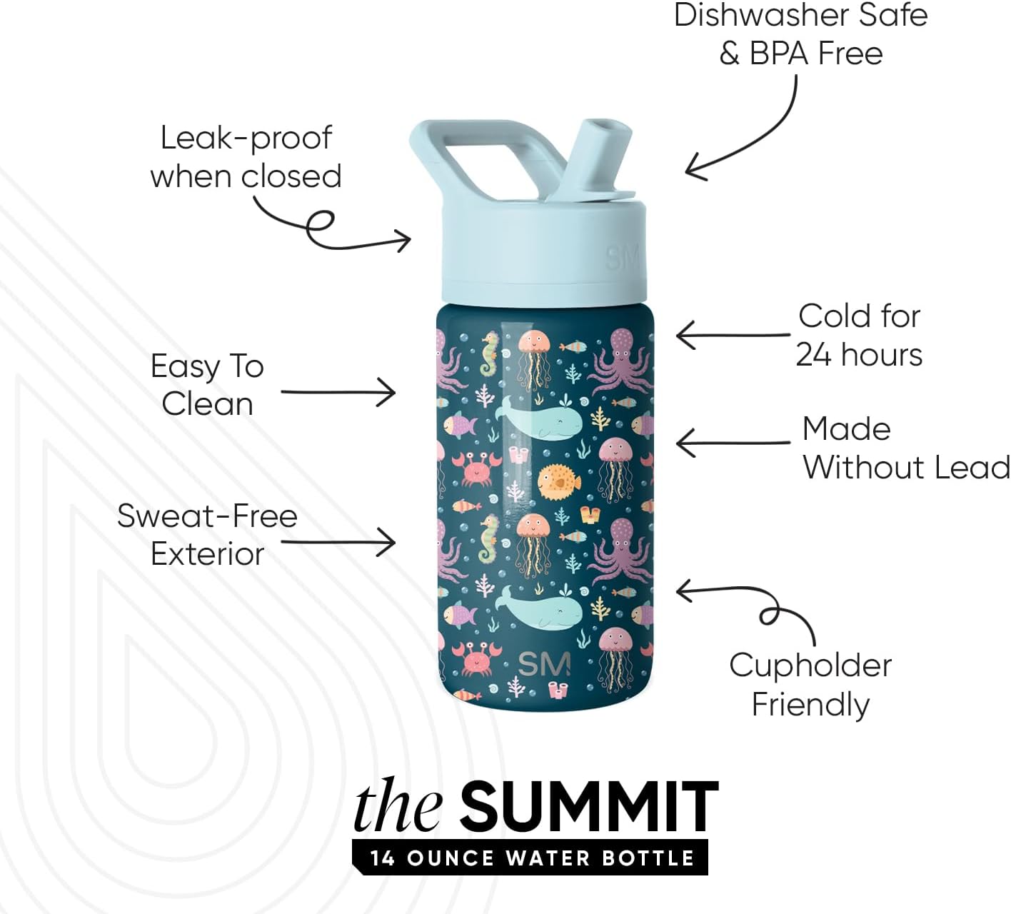 Simple Modern Kids Water Bottle with Straw Lid | 14oz Insulated Stainless Steel Kids Tumbler & Spill Proof Toddler Cup for School, Girls, Boys | Summit | Chloe Floral - Colors B