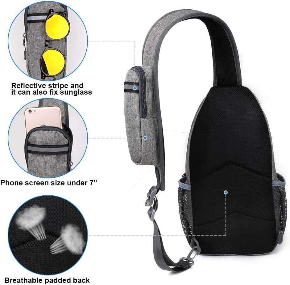 WATERFLY Crossbody Sling Backpack Sling Bag Travel Hiking Chest Bag Daypack (Black)